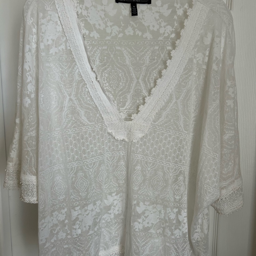White House black market lacy white blouse